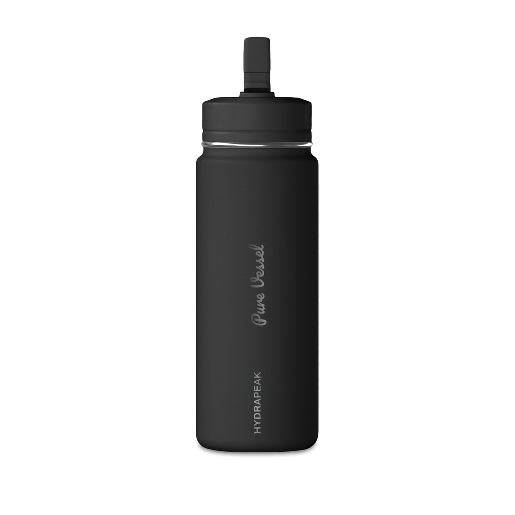 Pure Vessel 20oz Mini Water Bottle — Compact Insulated Bottle with Foldaway Straw (Kid-Friendly)