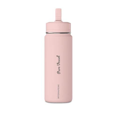 Pure Vessel 20oz Mini Water Bottle — Compact Insulated Bottle with Foldaway Straw (Kid-Friendly)